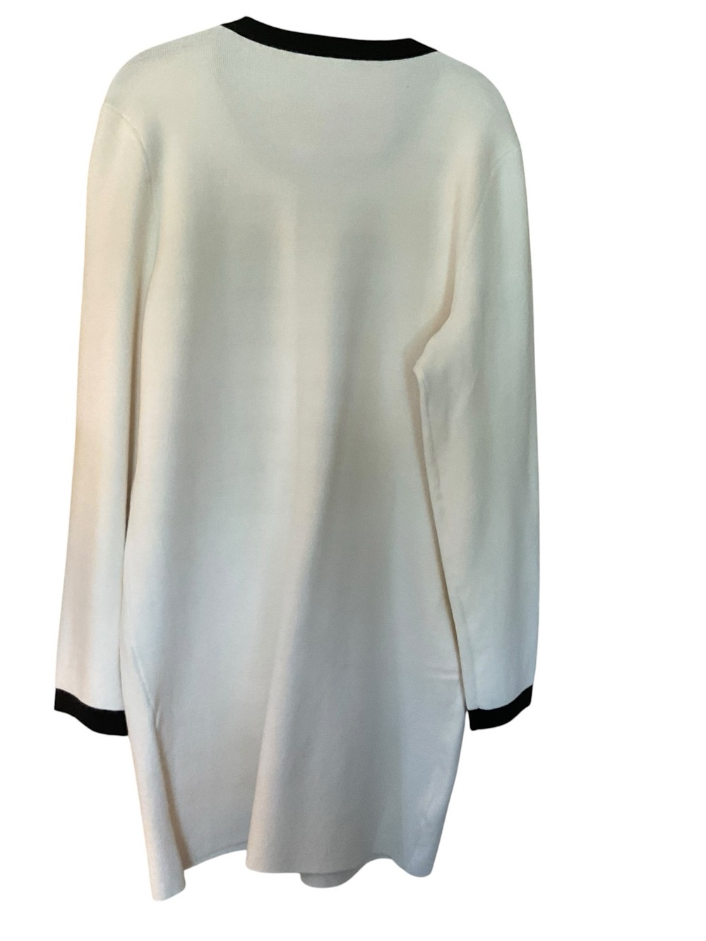 Ann Taylor NWT Longline Contrast Trim Cardigan Sweater Ivory Black Size Larg - Picture 5 of 8
